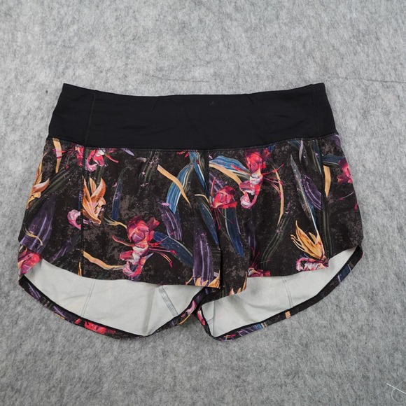 Lululemon Pants - Lululemon Shorts Womens 6 Black Floral Speed Up Mid Rise 4" Long Athletic Run
